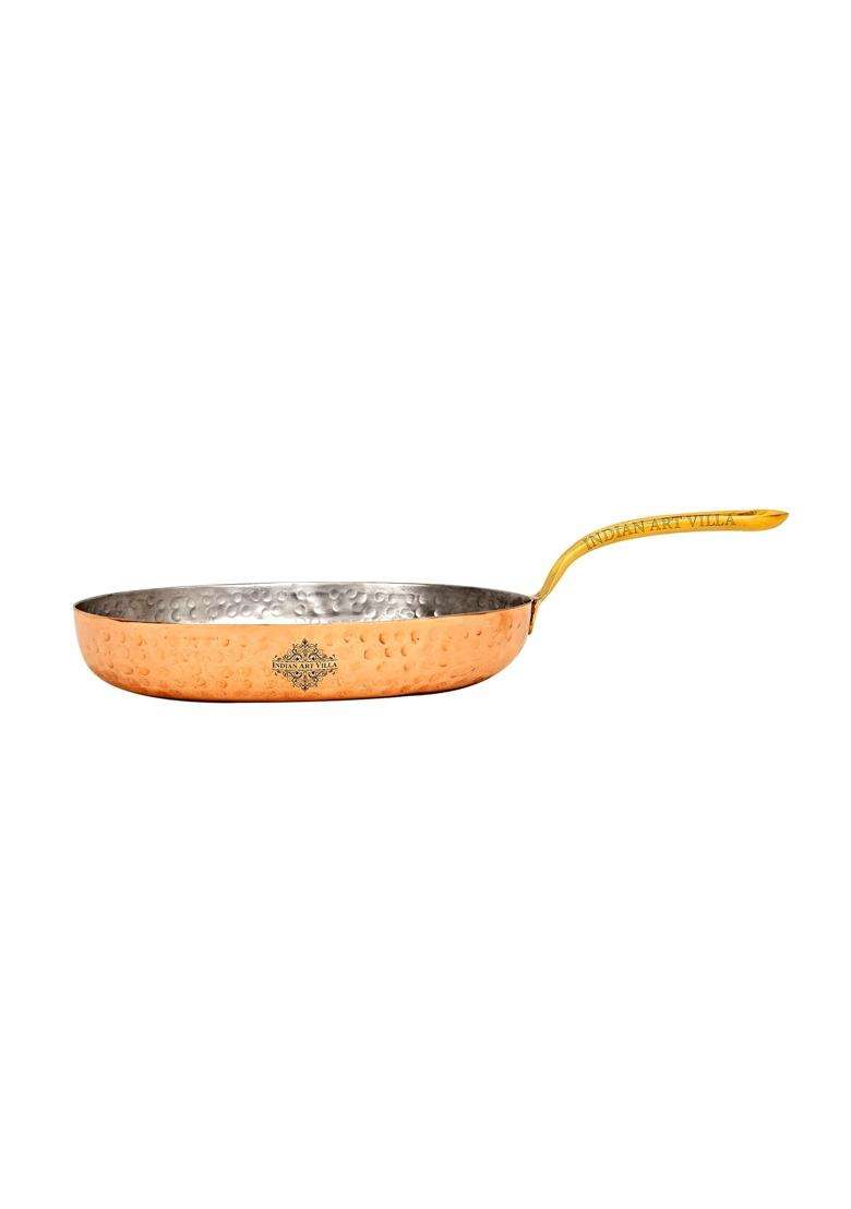 INDIAN ART VILLA Hammered Copper Oval Serving Pan Inside Tin Lining - Indya