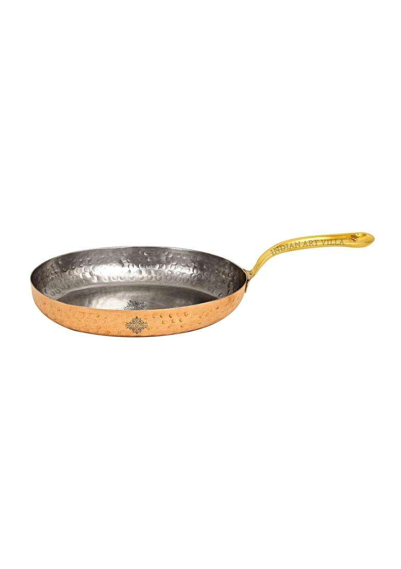 INDIAN ART VILLA Hammered Copper Oval Serving Pan Inside Tin Lining - Indya