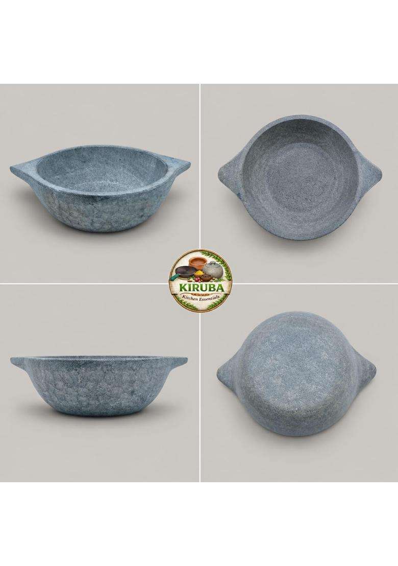 KIRUBA KITCHEN ESSENTIALS SKS Hand Made Kalchatti Stone Cooking Pot | 2 L | 2.1 Qt - Indya