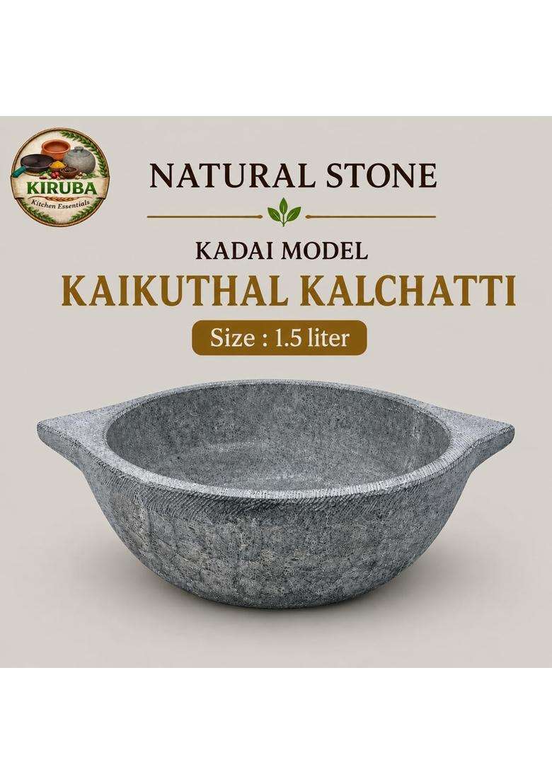 KIRUBA KITCHEN ESSENTIALS SKS Hand Made Kalchatti Kadai Wok Model Kaikuthal | 1.5 L | 1.6 Qt - Indya