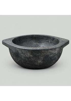 KIRUBA KITCHEN ESSENTIALS Natural Stone Kadai Wok Model Kalchatti Cooking Pot | 1.5 L | 1.6 Qt