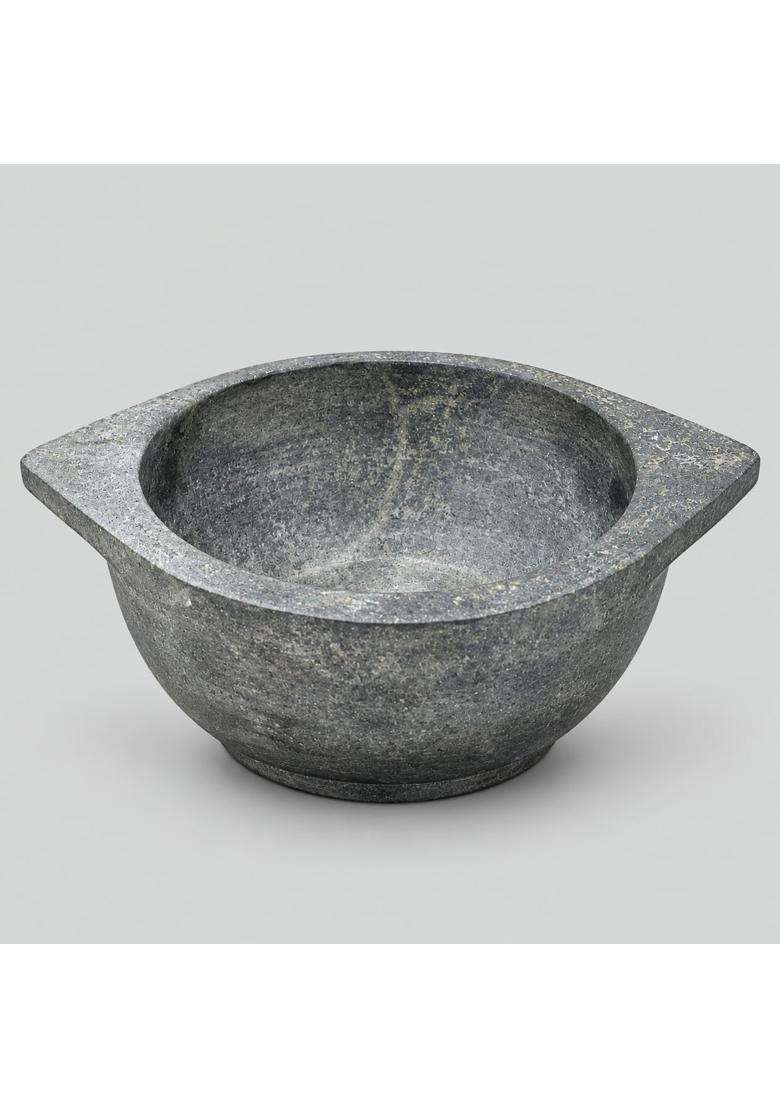 KIRUBA KITCHEN ESSENTIALS Natural Stone Kalchatti Cooking Pot | 1.5 L | 1.6 Qt - Indya