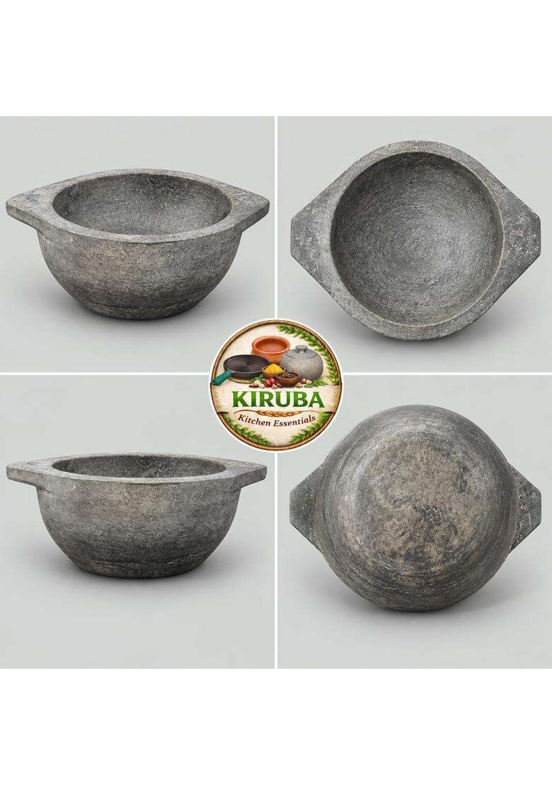 KIRUBA KITCHEN ESSENTIALS Natural Stone Kalchatti Cooking Pot | 1.5 L | 1.6 Qt - Indya
