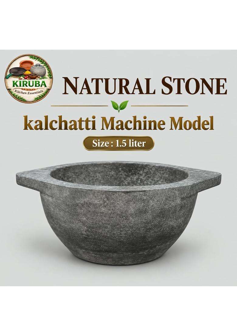 KIRUBA KITCHEN ESSENTIALS Natural Stone Kalchatti Cooking Pot | 1.5 L | 1.6 Qt - Indya