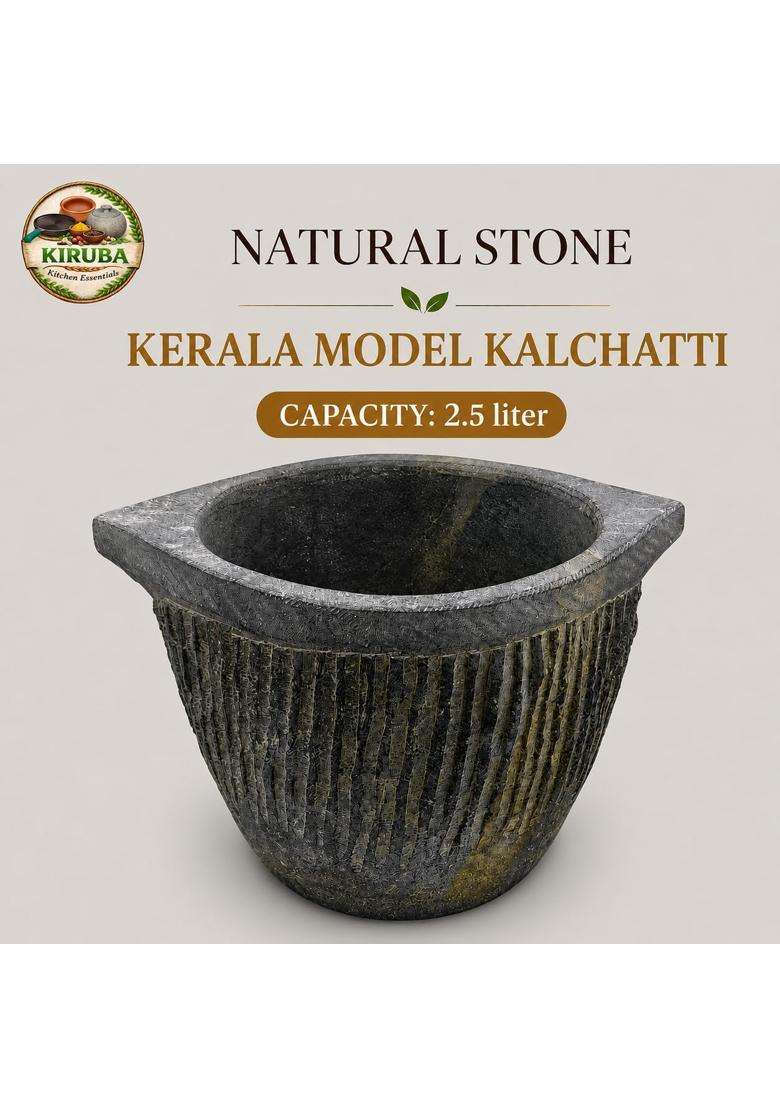 KIRUBA KITCHEN ESSENTIALS SKS Hand Made Kalchatti Natural Stone Cooking Pot | 2.5 L | 2.6 Qt - Indya