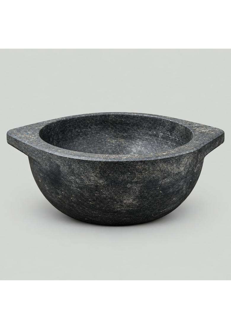 KIRUBA KITCHEN ESSENTIALS Natural Stone Kadai Wok Model Kalchatti Cooking Pot | 3 L | 3.2 Qt - Indya