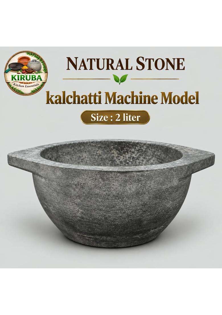 KIRUBA KITCHEN ESSENTIALS Natural Stone Kalchatti Cooking Pot | 2 L | 2.1 Qt - Indya