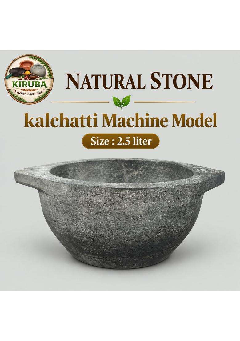 KIRUBA KITCHEN ESSENTIALS Natural Stone Kalchatti Cooking Pot | 2.5 L | 2.6 Qt - Indya