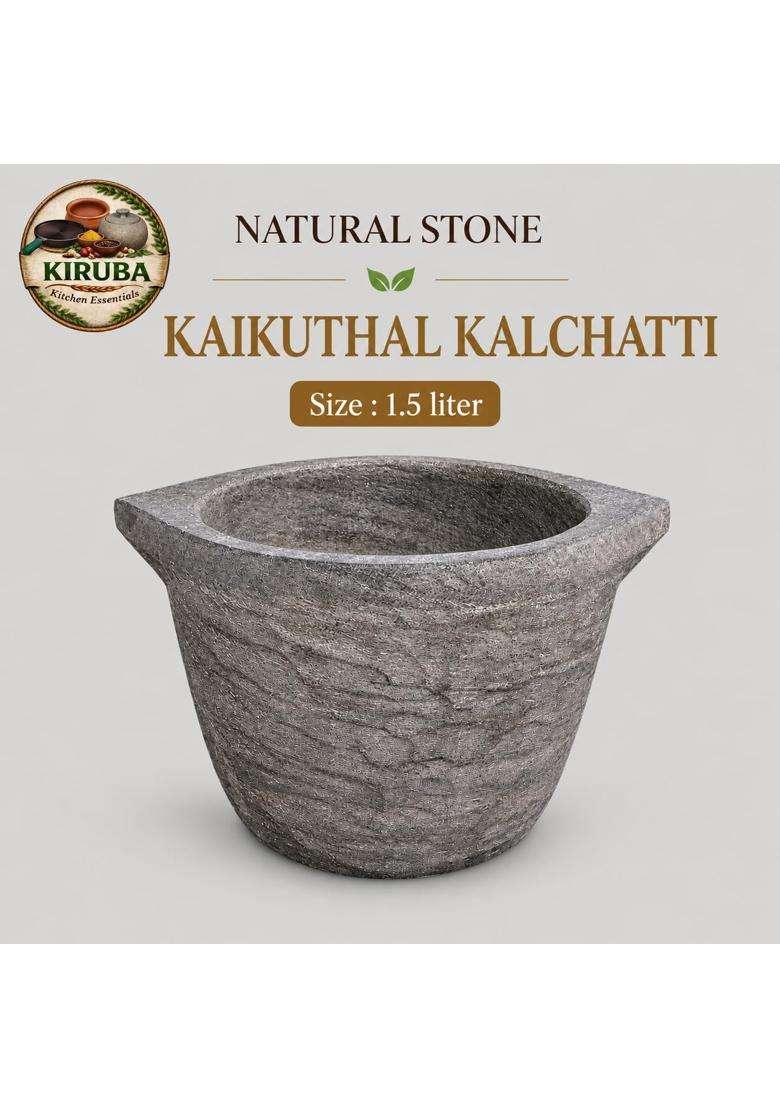 KIRUBA KITCHEN ESSENTIALS Hand Made Kalchatti | 1.5 L | 1.6 Qt - Indya