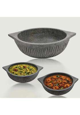 KIRUBA KITCHEN ESSENTIALS SKS Hand Made Kalchatti Natural Stone Cooking Pot | 2 L | 2.1 Qt