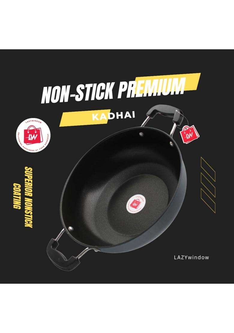 LAZYwindow Nonstick Kadhai Wok | 3 L | 3.2 Qt | 26 cm | 10.2 Inch - Indya