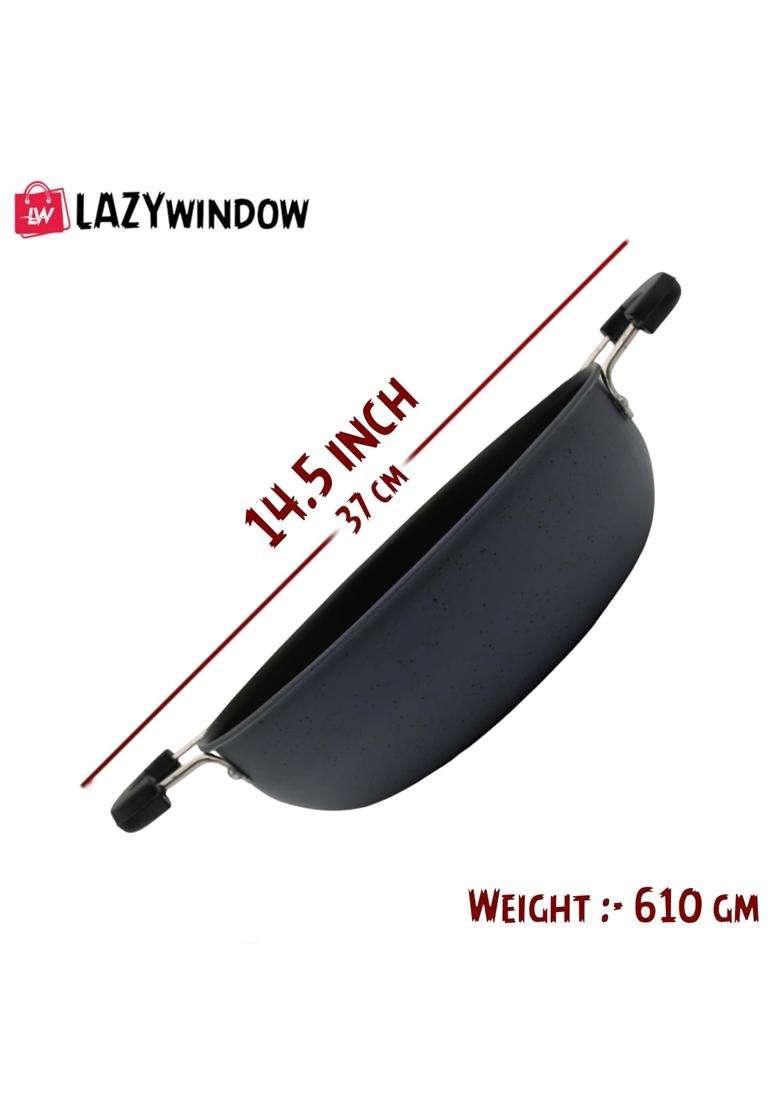 LAZYwindow Nonstick Kadhai Wok | 3 L | 3.2 Qt | 26 cm | 10.2 Inch - Indya