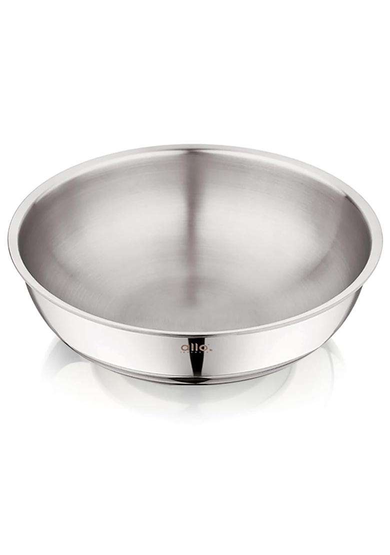 Allo Triply Stainless Steel Tasla Deep Pan | 1.5 L | 1.6 Qt | 20 cm | 7.9 Inch | Induction Compatible | Heavy Bottom | Non-Stick - Indya