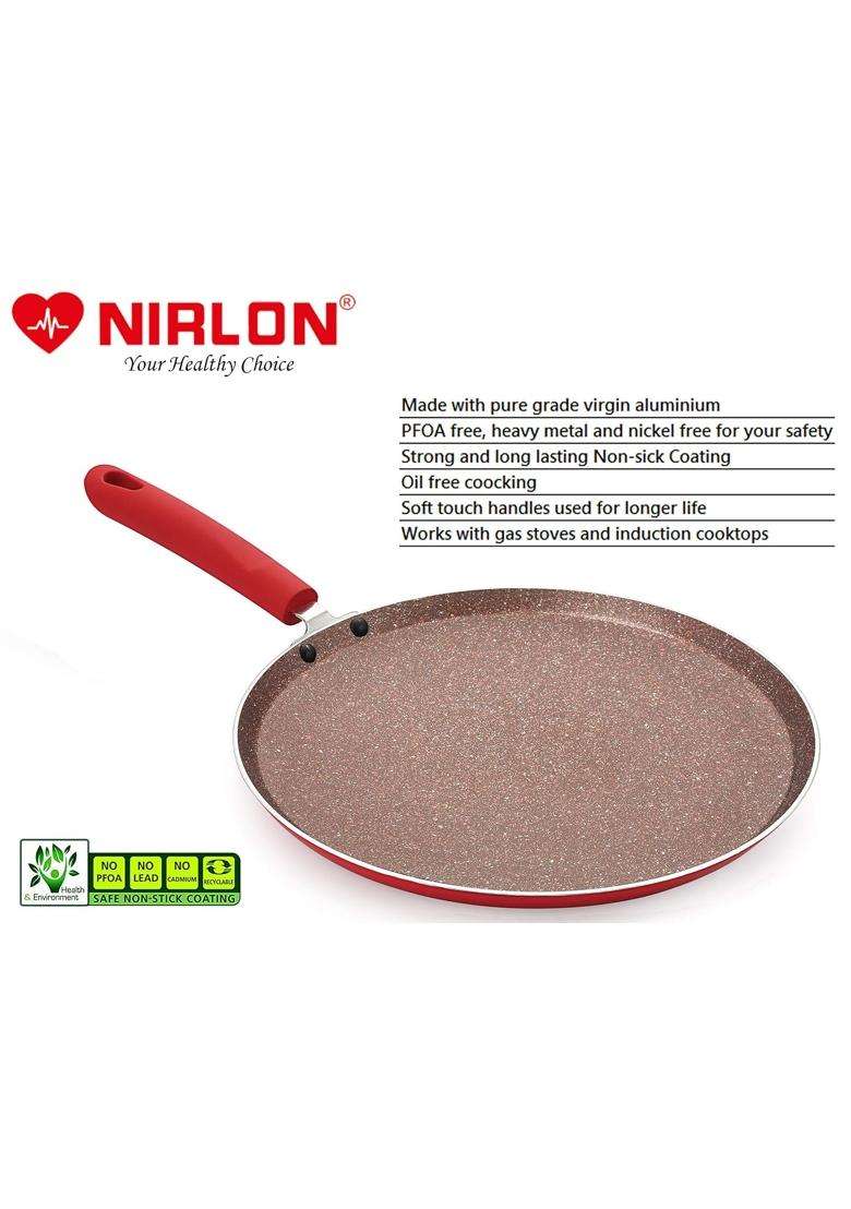 NIRLON Red Stone 2-Piece Aluminium Non Stick Dishwasher Safe Induction Cookware Set | 1.5 L | 1.6 Qt | 26 cm | 10.2 Inch - Indya