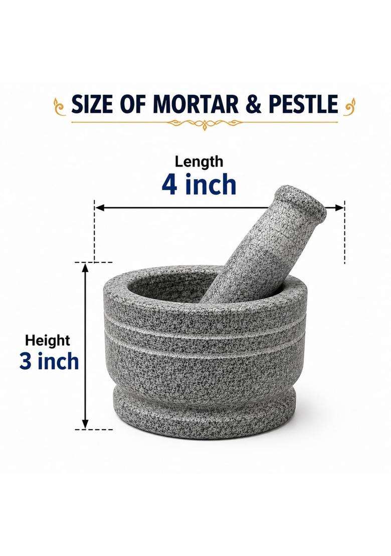 EZAHK Stone Mortar and Pestle Set | 4 Inch - Indya