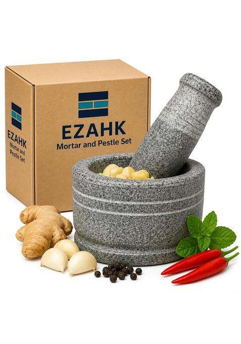 EZAHK Stone Mortar and Pestle Set | 4 Inch