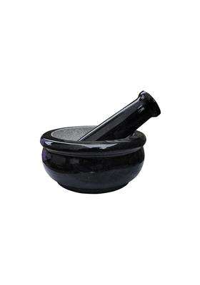EZAHK Black Granite Stone Mortar and Pestle Set | 6 Inch
