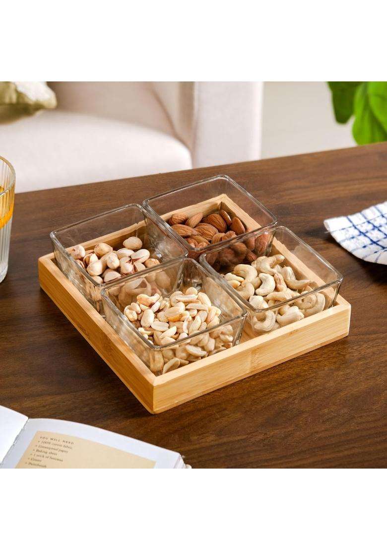 Nestasia Square Glass Bowls | 250 ml | 8.5 fl oz | 4-Piece Set - Indya