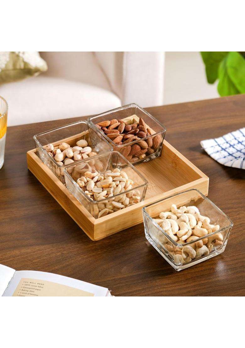 Nestasia Square Glass Bowls | 250 ml | 8.5 fl oz | 4-Piece Set - Indya