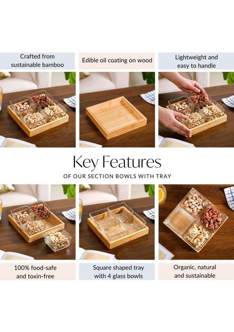 Nestasia Square Glass Bowls | 250 ml | 8.5 fl oz | 4-Piece Set - Indya