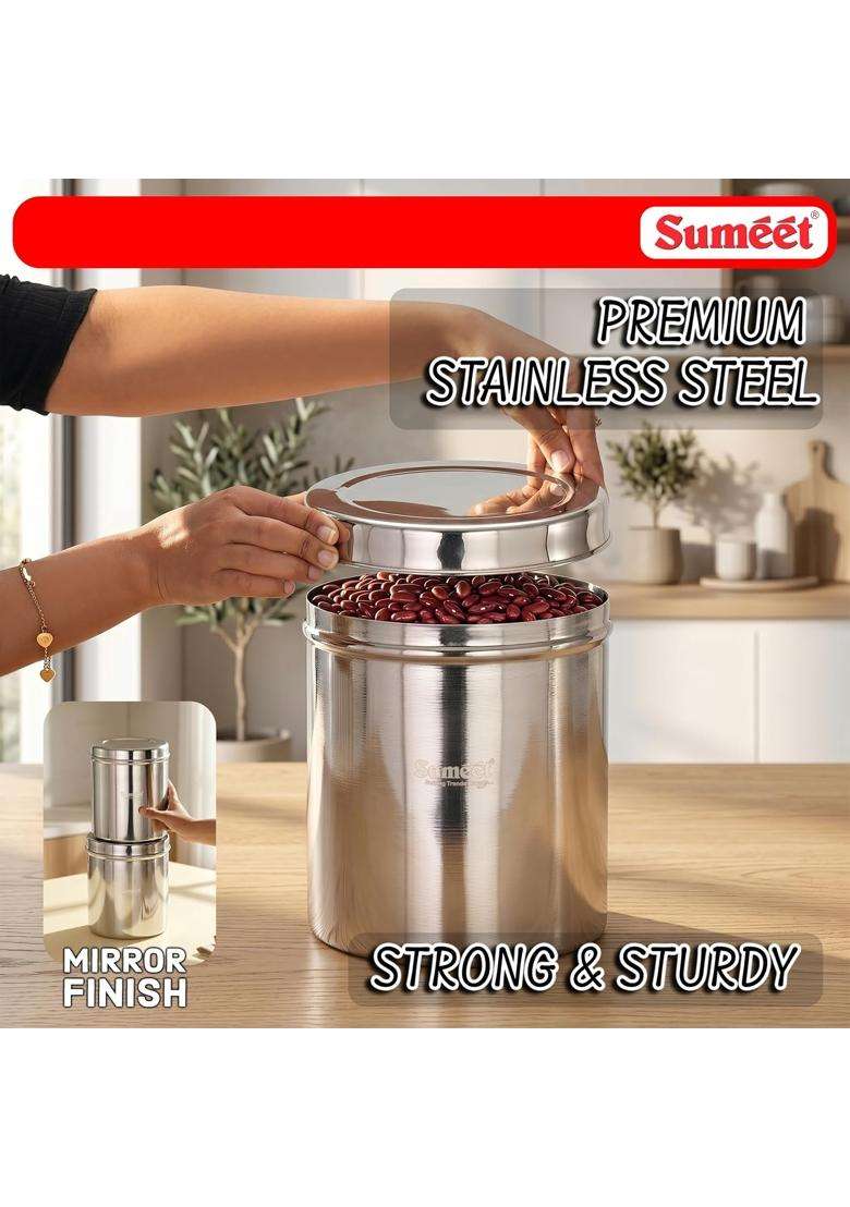 Sumeet Stainless Steel Large Dabba Canisters | 5000 ml | 169.1 fl oz - Indya