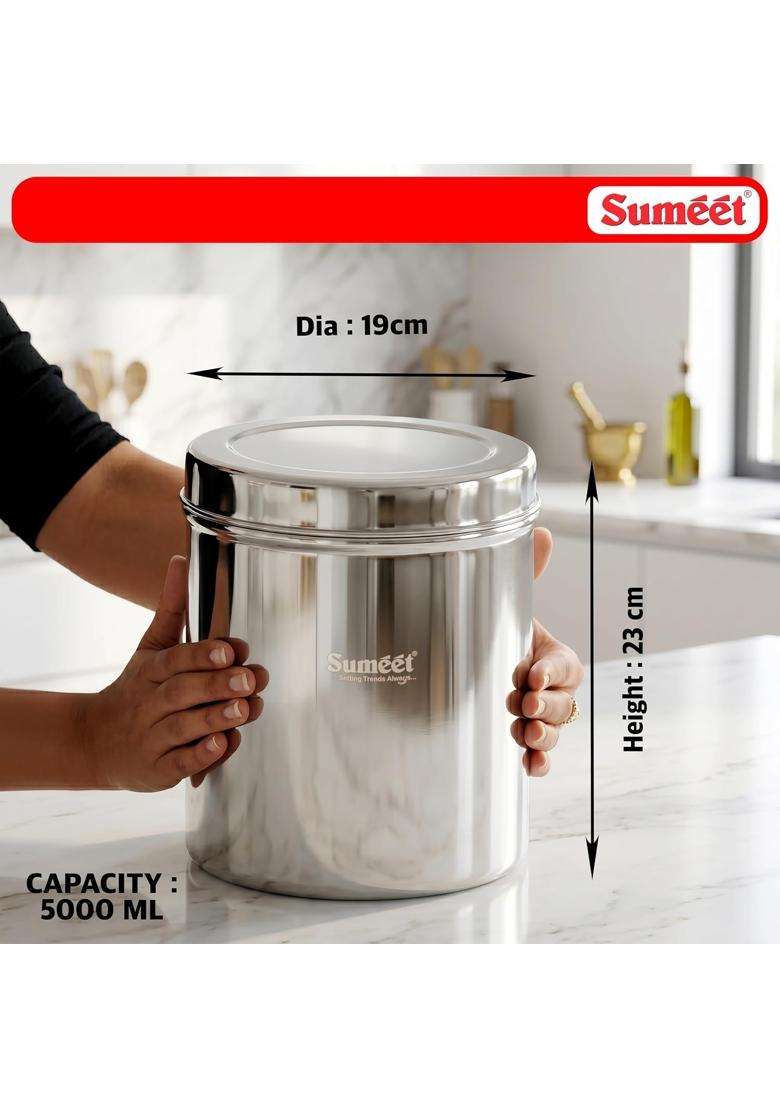 Sumeet Stainless Steel Large Dabba Canisters | 5000 ml | 169.1 fl oz - Indya