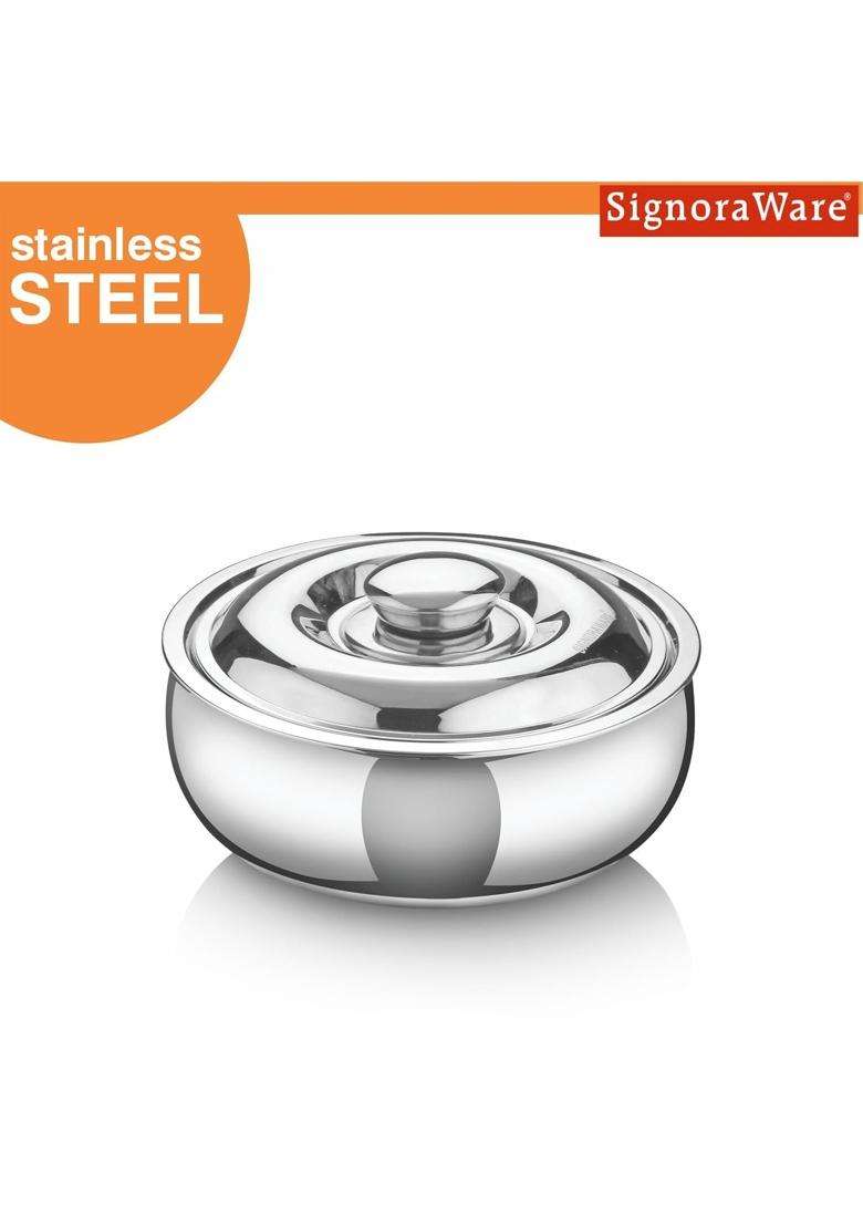 SIGNORA WARE SignoraWare Stainless Steel Roti Server Casserole with Lid | 1.5 L | 1.6 Qt - Indya
