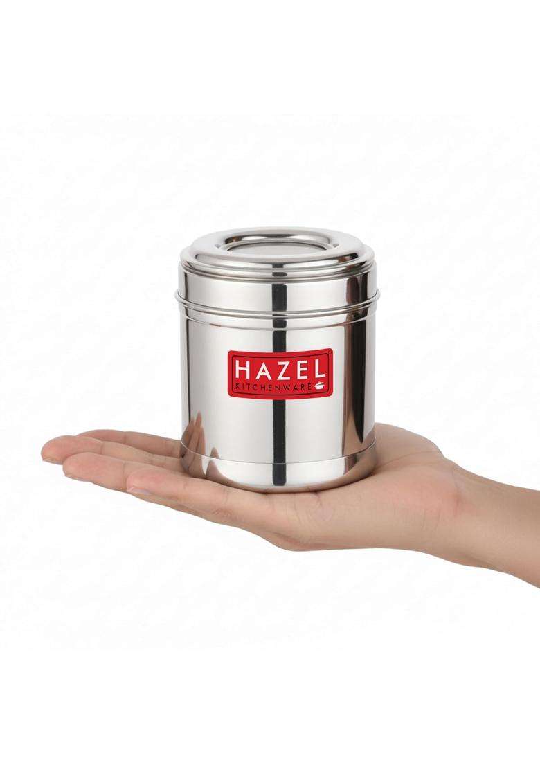 HAZEL Stainless Steel Kitchen Containers with Transparent See Through Lid | 300 ml | 10.1 fl oz | 6-Piece Set - Indya