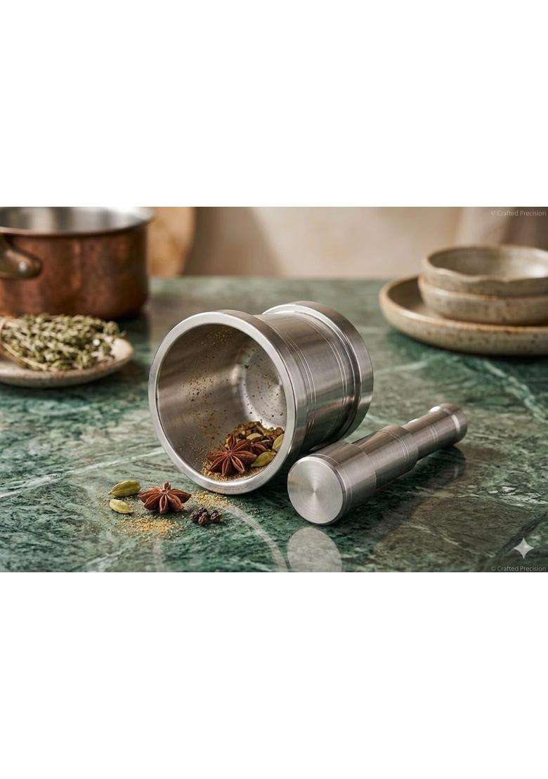 AAYU CRAFT KITCHENWARE FOR LIFE Stainless Steel Mortar and Pestle Set - Indya