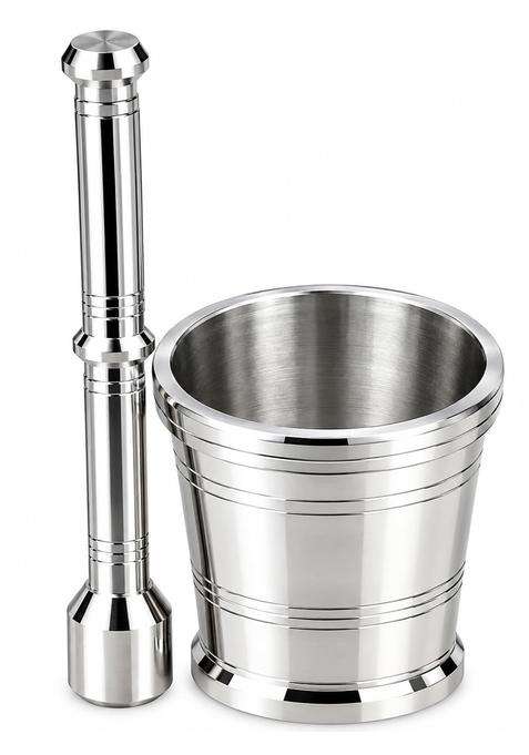 AAYU CRAFT KITCHENWARE FOR LIFE Steel Okhli Masher Mortar and Pestle Set for Kitchen