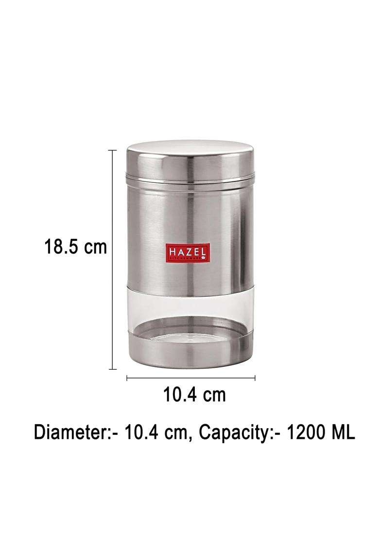 HAZEL Stainless Steel Kitchen Container | 1200 ml | 40.6 fl oz | 6-Piece Set - Indya
