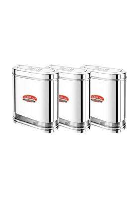 Classic Steels Oval Stainless Steel Kitchen Storage Canisters with Transparent Window | 1500 ml | 50.7 fl oz | Pack of 3 | Dishwasher Safe