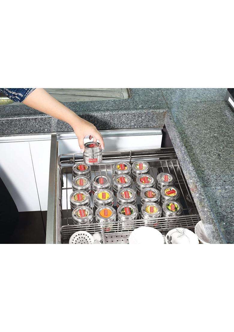 HAZEL Stainless Steel Small Container for Kitchen | 200 ml | 6.8 fl oz | 6-Piece Set - Indya