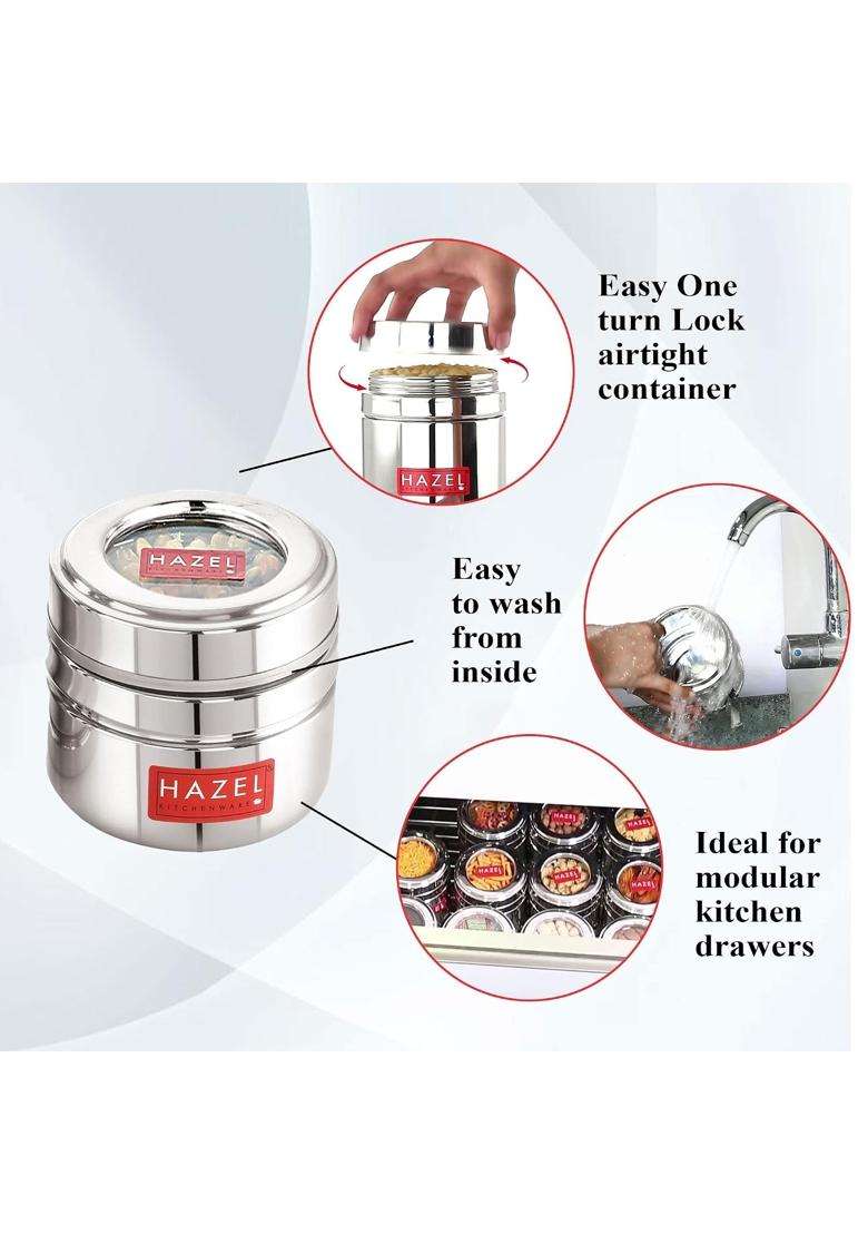 HAZEL Stainless Steel Small Container for Kitchen | 200 ml | 6.8 fl oz | 6-Piece Set - Indya