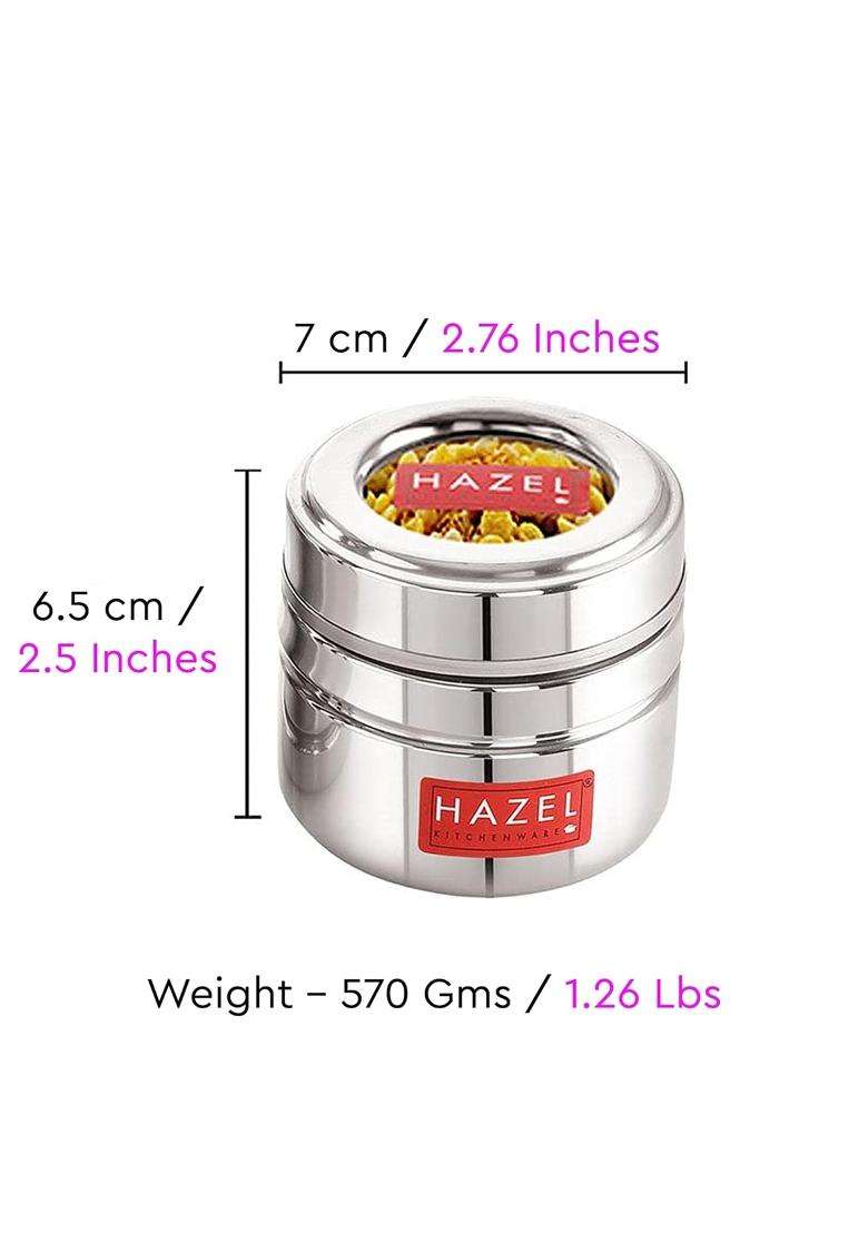 HAZEL Stainless Steel Small Container for Kitchen | 200 ml | 6.8 fl oz | 6-Piece Set - Indya