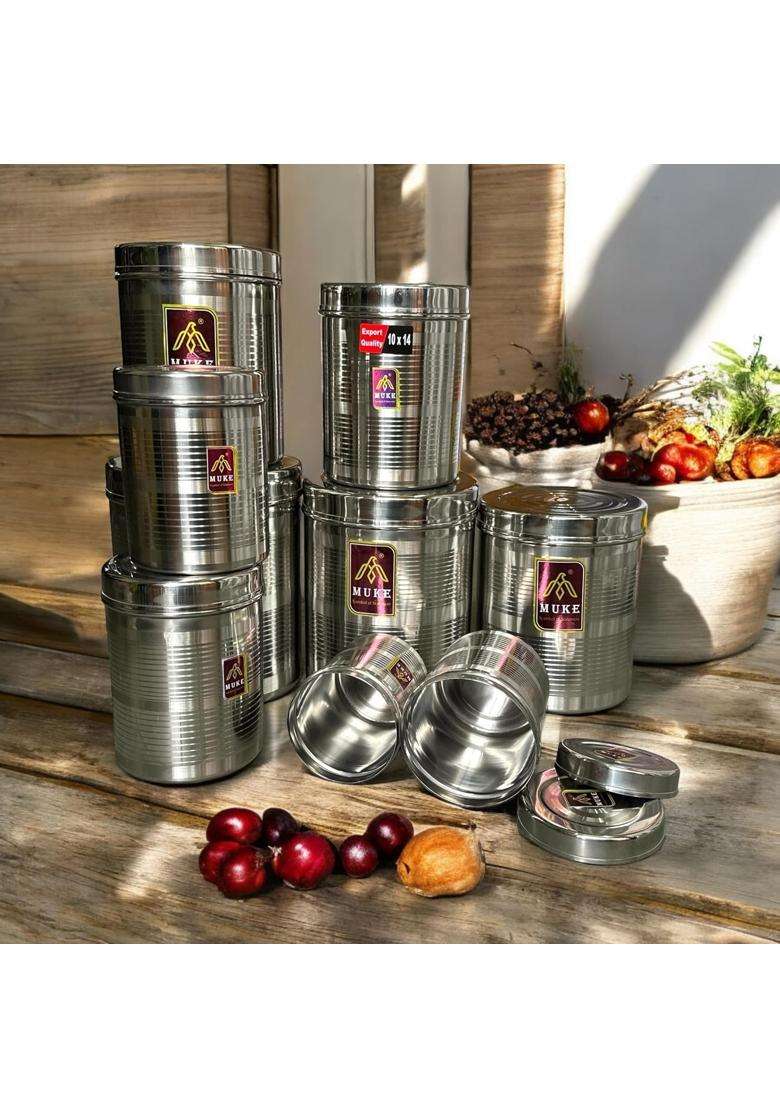 KITCHEN NEXT Stainless Steel Food Storage Containers Set | 400 ml | 13.5 fl oz | 9-Piece Set - Indya