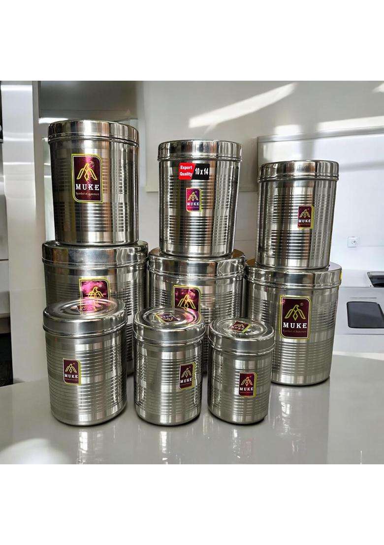 KITCHEN NEXT Stainless Steel Food Storage Containers Set | 400 ml | 13.5 fl oz | 9-Piece Set - Indya