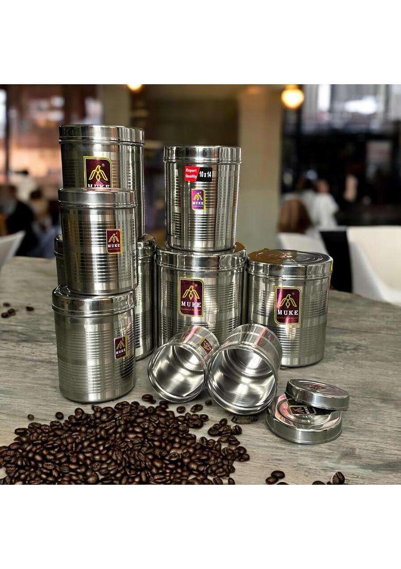 KITCHEN NEXT Stainless Steel Food Storage Containers Set | 400 ml | 13.5 fl oz | 9-Piece Set - Indya