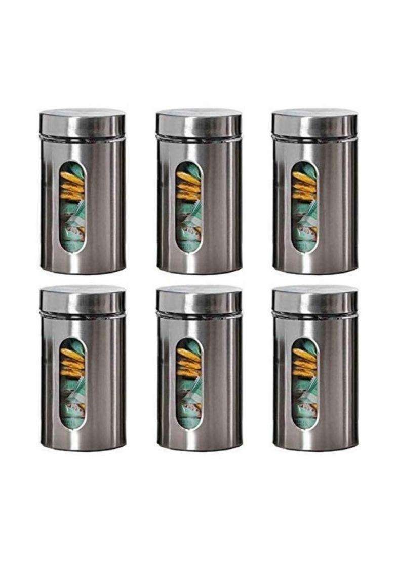 Femora Oval Shape Glass Window Jars | 1000 ml | 33.8 fl oz | 6-Piece Set - Indya