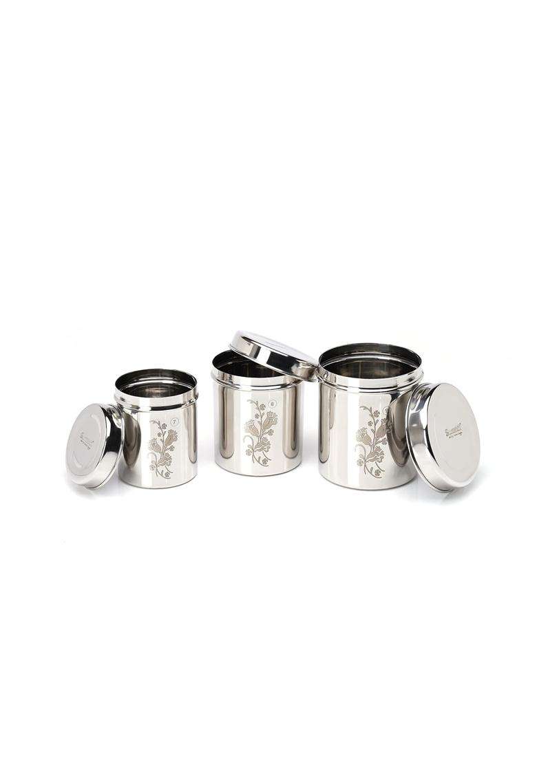 Sumeet Designer Stainless Steel Vertical Canisters | Pack of 3 - Indya