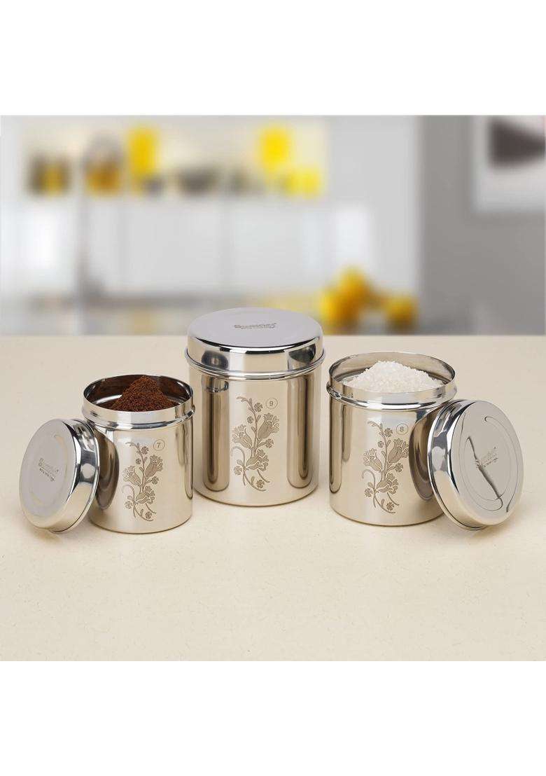 Sumeet Designer Stainless Steel Vertical Canisters | Pack of 3 - Indya
