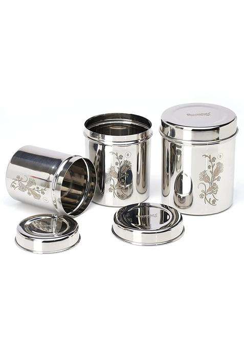 Sumeet Designer Stainless Steel Vertical Canisters | Pack of 3