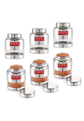 HAZEL Stainless Steel Kitchen Containers with Airtight Lid | 1000 ml | 33.8 fl oz | 6-Piece Set
