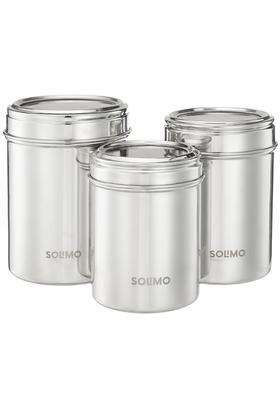 Solimo Amazon Brand Solimo Stainless Steel Canister Set | 600 ml | 20.3 fl oz | 3-Piece Set