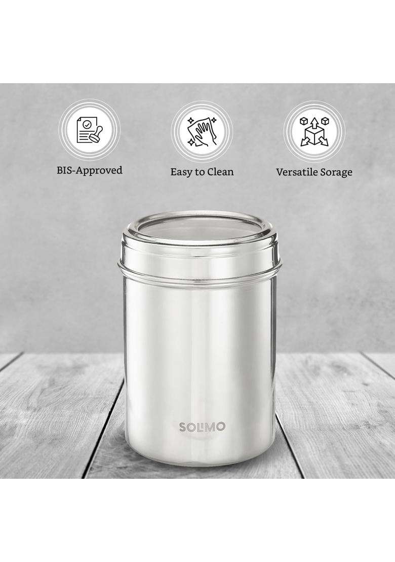 Solimo Amazon Brand Solimo Stainless Steel Canister Set | 600 ml | 20.3 fl oz | 3-Piece Set - Indya