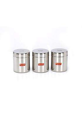 Sumeet Stainless Steel Small Canisters Jars Ubha Dabba Storage Containers Set | 350 ml | 11.8 fl oz | 7.5 cm | 3 Inch | 3-Piece Set