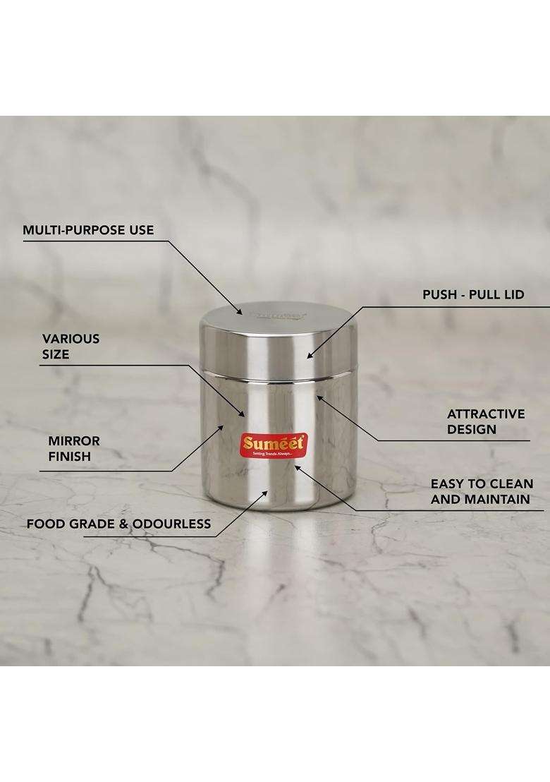 Sumeet Stainless Steel Small Canisters Jars Ubha Dabba Storage Containers Set | 350 ml | 11.8 fl oz | 7.5 cm | 3 Inch | 3-Piece Set - Indya