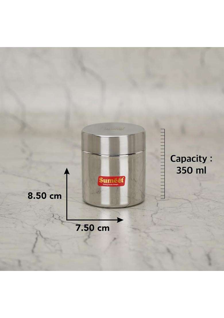 Sumeet Stainless Steel Small Canisters Jars Ubha Dabba Storage Containers Set | 350 ml | 11.8 fl oz | 7.5 cm | 3 Inch | 3-Piece Set - Indya