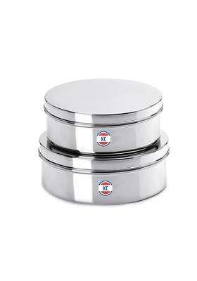 KC Stainless Steel Flat Canisters | 1.2 L | 1.3 Qt | 2-Piece Set