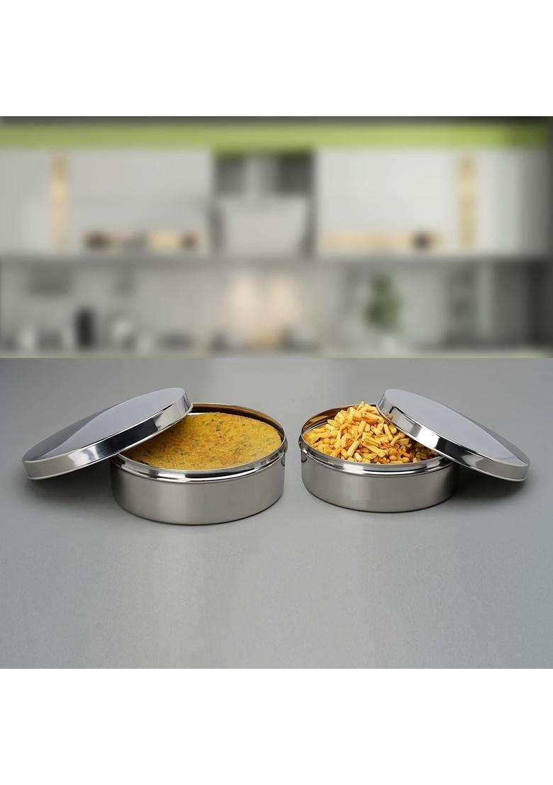 KC Stainless Steel Flat Canisters | 1.2 L | 1.3 Qt | 2-Piece Set - Indya